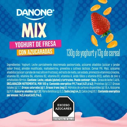 Yoghurt Danone Mix Sabor Fresa con Cereal Azucarado 143g image number 7