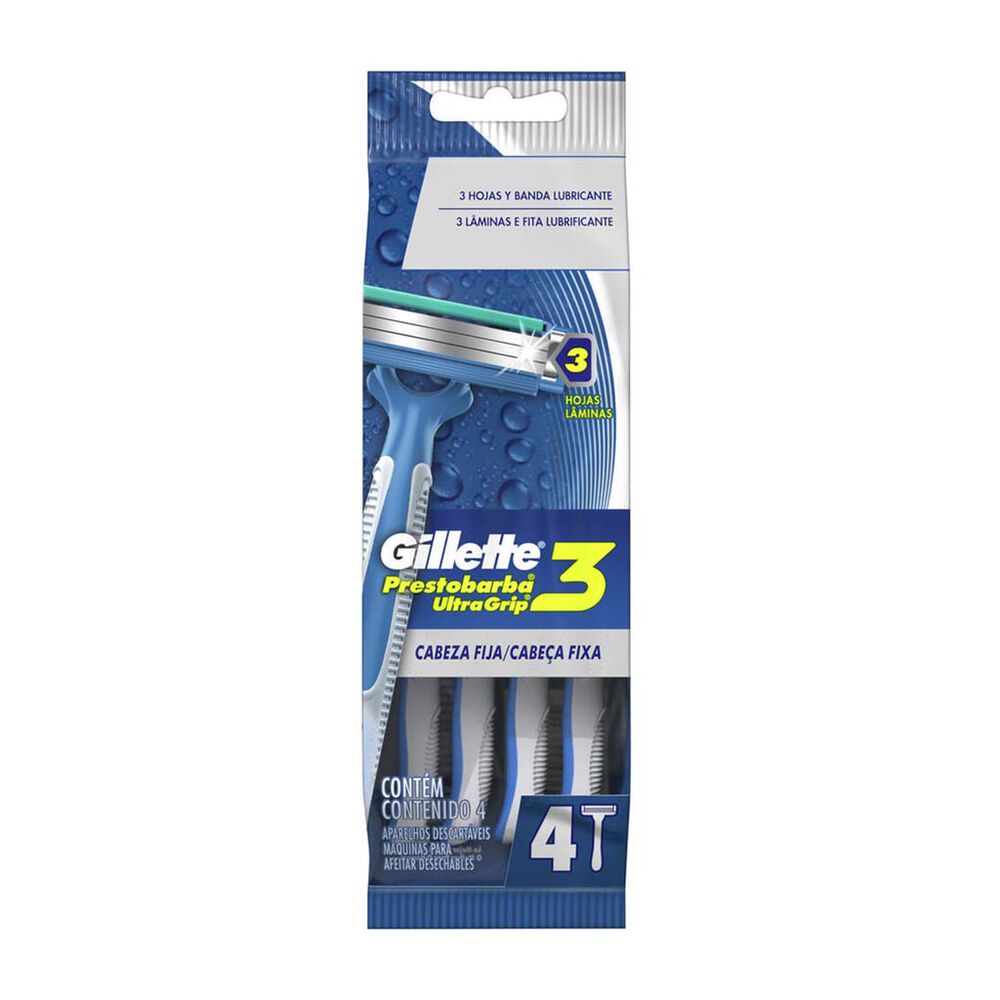Rastrillos Desechables Gillette Prestobarba UltraGrip3 4 Unidades image number 0