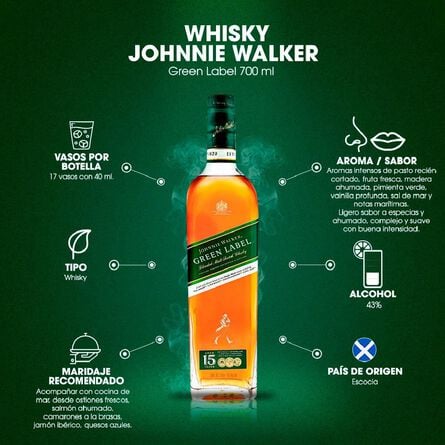Whisky Johnnie Walker Green Label 700 ml image number 3