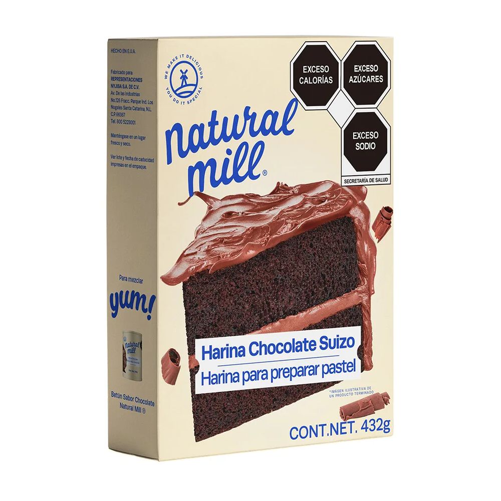Harina para preparar pastel Natural Mill sabor chocolate suizo 432 g |  Soriana