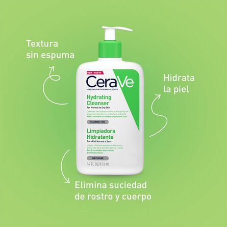 CeraVe Limpiador Hidratante para Piel Normal a Seca 473 ml image number 2
