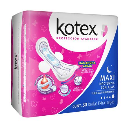 Toallas Femeninas Kotex Maxi con Alas Flujo Maxi Abundante, 30 Piezas image number 2