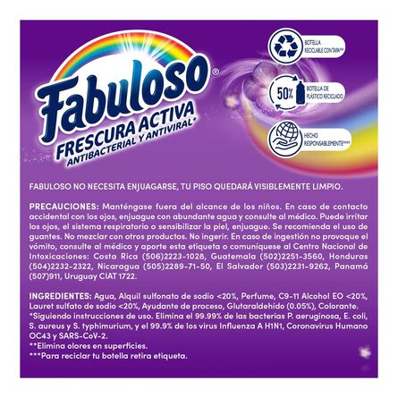Limpiador Líquido Fabuloso Frescura Activa Antibacterial Lavanda 1 l image number 3