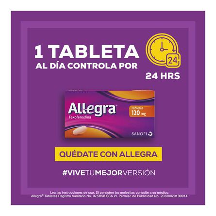Antihistamínico Allegra 10 tabletas 120 mg image number 3