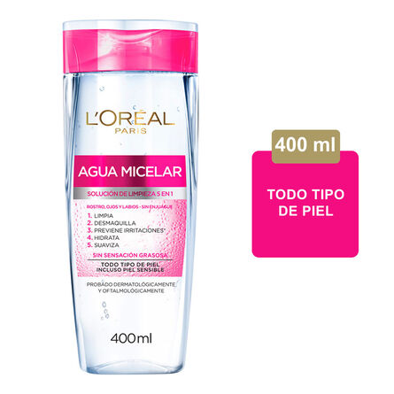 Agua Micelar L'Oréal Paris 5 en 1 Todo Tipo de Piel 400 Ml image number 3