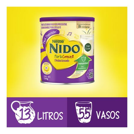 Producto Lácteo Combinado Nido FortiCrece Deslactosado en Polvo Lata 1.6kg image number 3