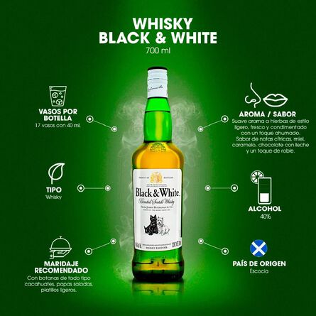 Black & White Blended Scotch Whisky, 700 ml : : Grocery