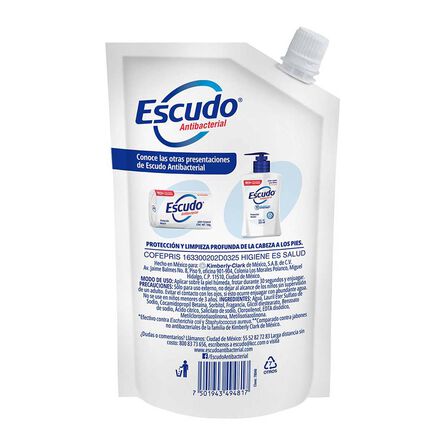 Jabón Líquido para manos Escudo Antibacterial Neutro, Refill de 450 ml image number 1