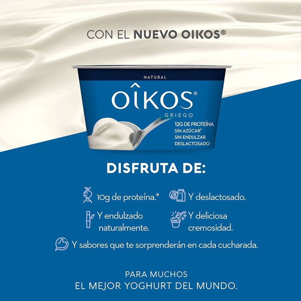 Yoghurt Oikos Griego Natural Con 12g De Proteína Sin Azúcar 150g image number 1