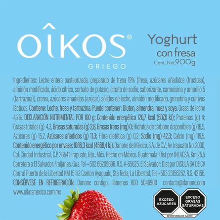 Yoghurt Griego Oikos Con Fresa 900 g image number 5