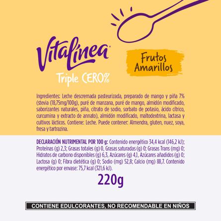 Yoghurt Vitalínea Zero Bebible con Frutos Amarillos sin Azúcar 220g image number 7