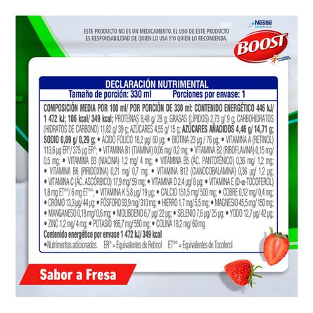 Suplemento Alimenticio Boost Azteca Alto en Proteína Fresa 330 ml image number 3