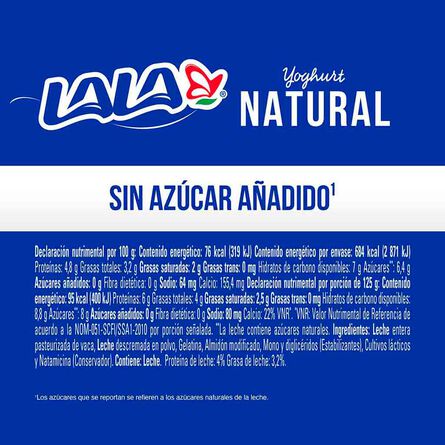 Yoghurt Lala Batido Natural Sin Azúcar 900 g image number 2