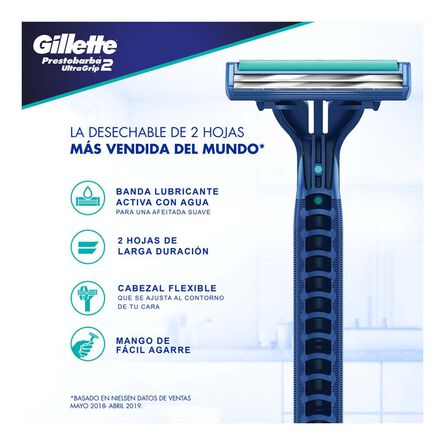 Rastrillo Gillette Prestobarba Ultra Grip3 8 piezas image number 4