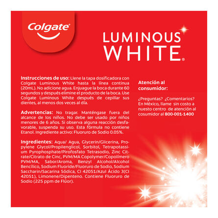 Enjuague Bucal Colgate Luminous White Brilliant 500 ml image number 6