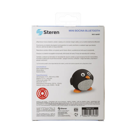 Mini Bocina Steren Pingüino BOC-869BTP Bluetooth image number 3