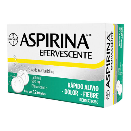 Analgésico Aspirina Efervescente Para Dolor De Cabeza Dolor Corporal y Fiebre 12 Tabletas&nbsp; image number 2