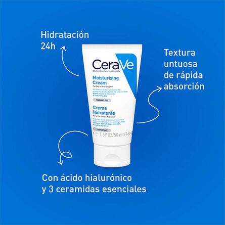 CeraVe Crema Hidratante Diario para Rostro y Cuerpo para Piel Seca 50 ml image number 2