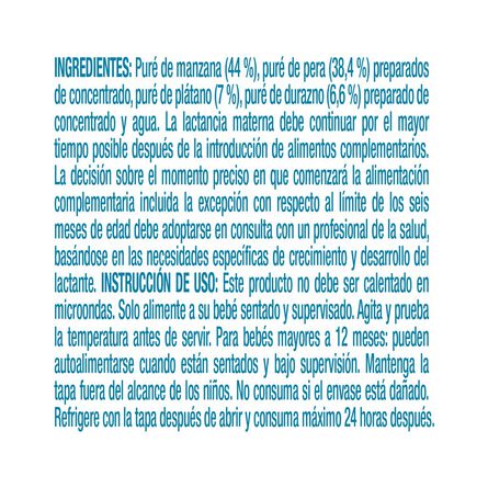 Papilla Gerber Junior Etapa 4 Manzana Pera Plátano Durazno Pouch 120g image number 2