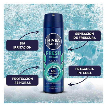 Desodorante Antibacterial Nivea Men Fresh Ocean en Spray 150 ml image number 2
