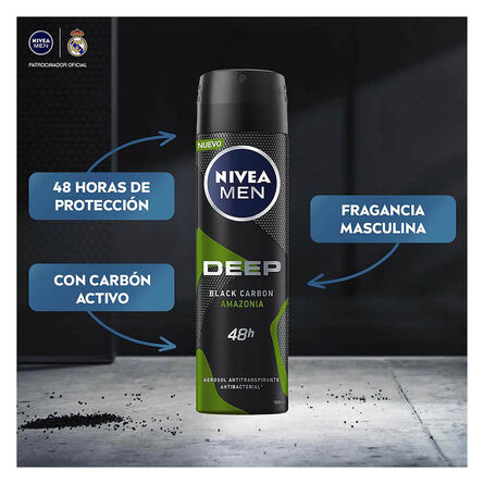 Desodorante Antibacterial Nivea Men Deep Amazonia Black Carbon Spray 150 ml image number 3