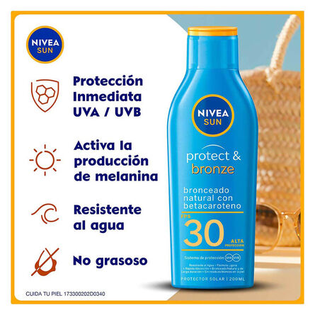 Protector Solar Corporal Nivea Sun Protect & Bronze FPS 30 200 ml image number 2