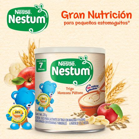 Cereal Infantil Nestlé Nestum Etapa 2 Trigo con Manzana y Plátano Lata 270g image number 6