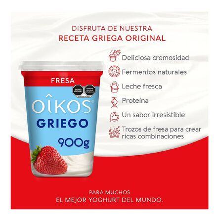 Yoghurt Griego Oikos Con Fresa 900 g image number 1