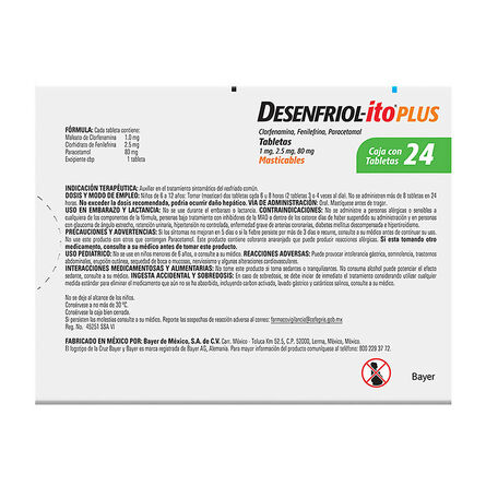 Desenfriol-ito PLUS Paracetamol 80 mg 24 Tabletas Masticables image number 1