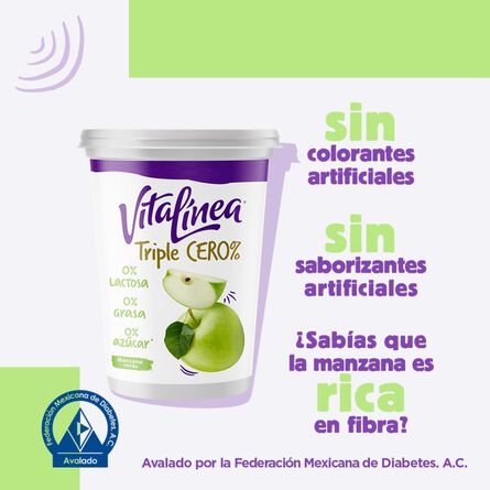 Yoghurt Vitalinea Sabor Manzana sin Azúcar 900g image number 4