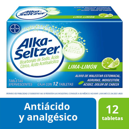 Antiácido Alka-Seltzer Sabor Lima-Limón 12 Tabletas Efervescentes&nbsp; image number 6