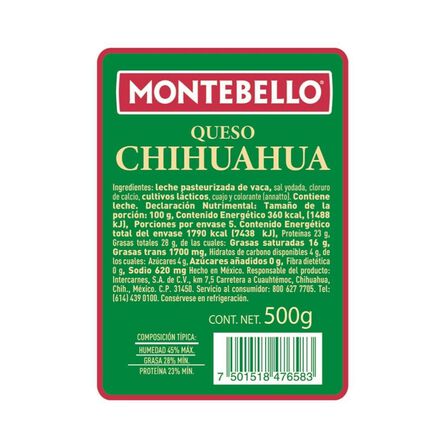 Queso Chihuahua Menonita Montebello 500 Gr image number 1