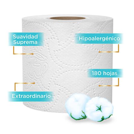 Papel Higiénico Kleenex Cottonelle Pure 4 Rollos, 180 Hojas Dobles image number 1