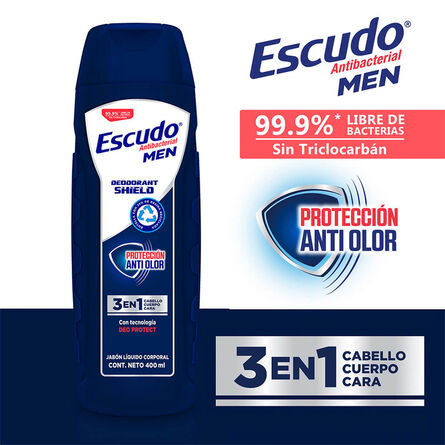 Jabón Líquido Corporal Escudo Antibacterial For Men, 400 ml image number 2
