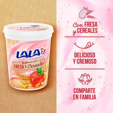 Yoghurt Lala Batido Fresa y Cereal 900 g image number 2