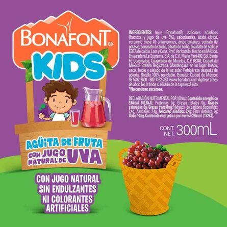 Agua Bonafont Kids con Jugo Natural sabor Uva 6 Pack PET 300 ml image number 7