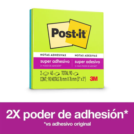 Post-It Notas Super Adhesivas Color Neón 7.6 cm x 7.6 cm 2 blocs image number 2