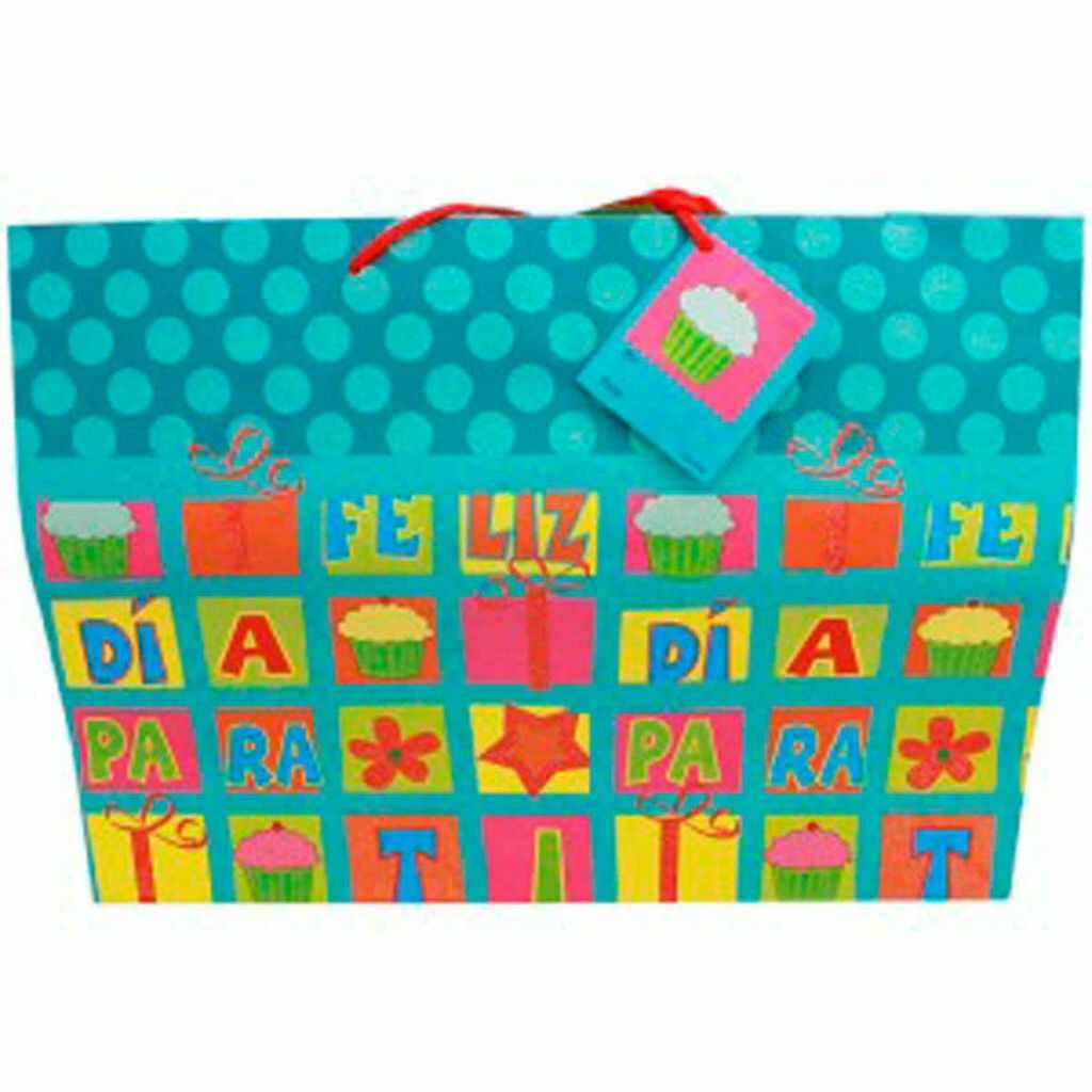 Bolsa para regalo de plástico “Feliz cumpleaños” Nico 1 pieza, Soriana