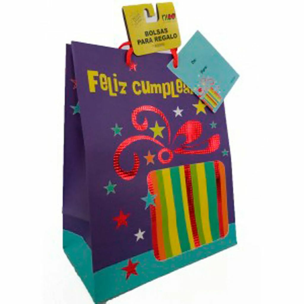 Bolsa para regalo de plástico “Feliz cumpleaños” Nico 1 pieza, Soriana