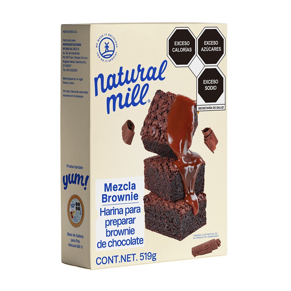Harina para preparar brownie Natural Mill sabor chocolate 519 g | Soriana